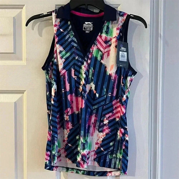 Slazenger Women's XS Sleeveless Golf Polo Multicolor Geometric Design - Picture 2 of 7